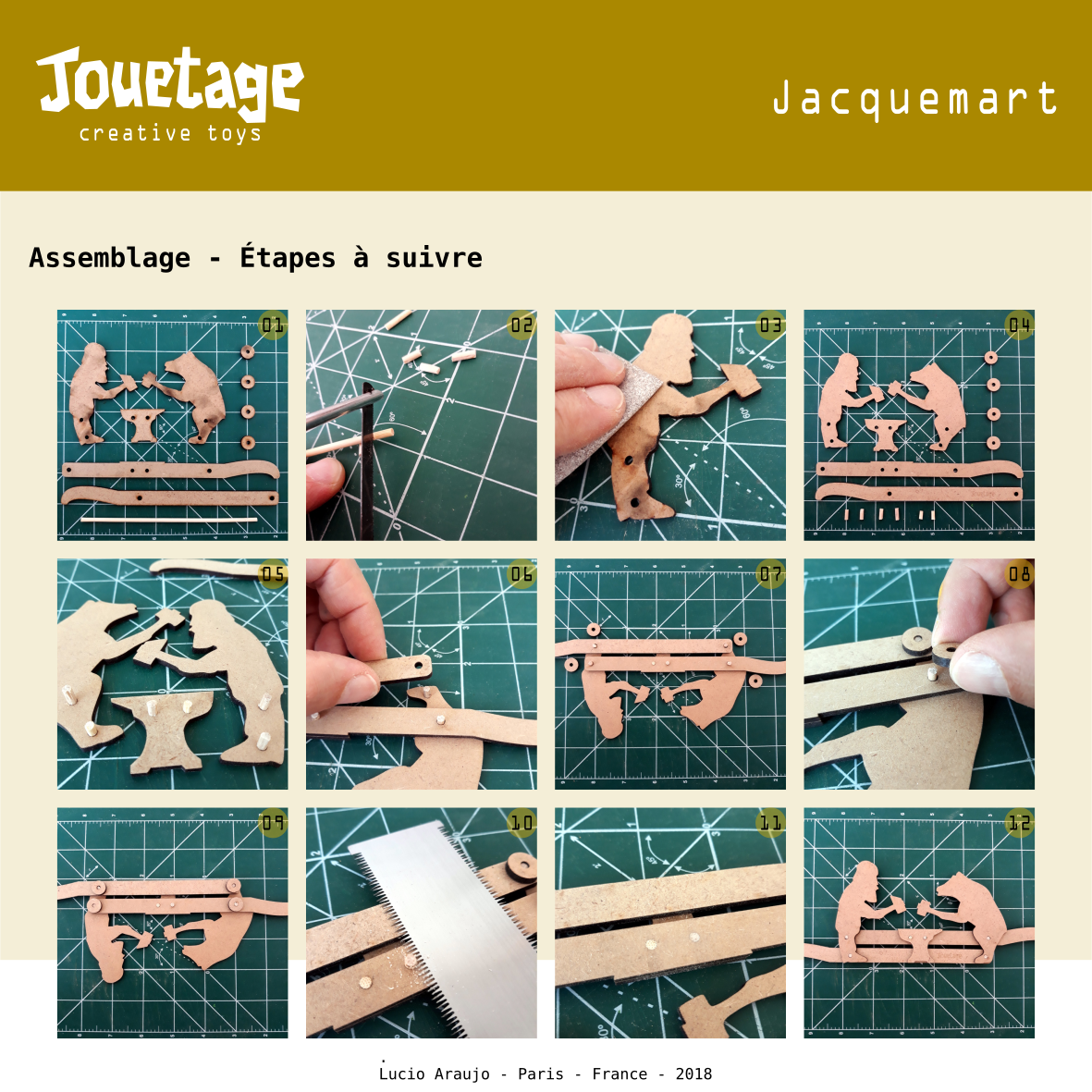 Jouetage. Jacquemart. Assemblage - Étapes à suivre
